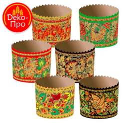 Изображение Форма бумажная для кулич хохлома, 134/100 мм